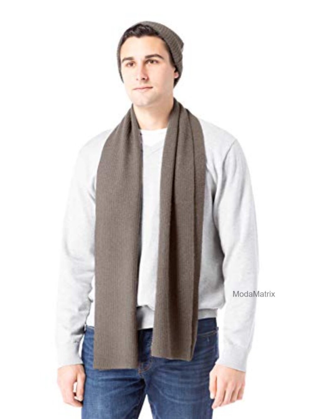 Luxury Cashmere Knit Hat & Scarf Gift Set for Men, Beanie & Scarf